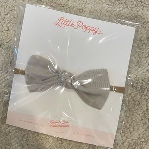 Little Poppy Co bow on nylon gray tie Claire baby girl
